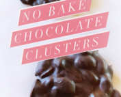 Chocolate Clusters with the recipe name written over them
