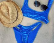 Picture of A Blue Bikini, Sun Hat, and Sun Glasses
