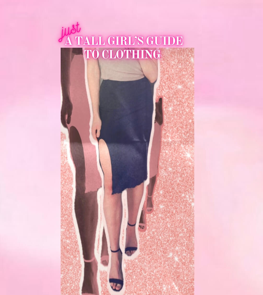 Image of Maddie in a skirt and heels with a pink background