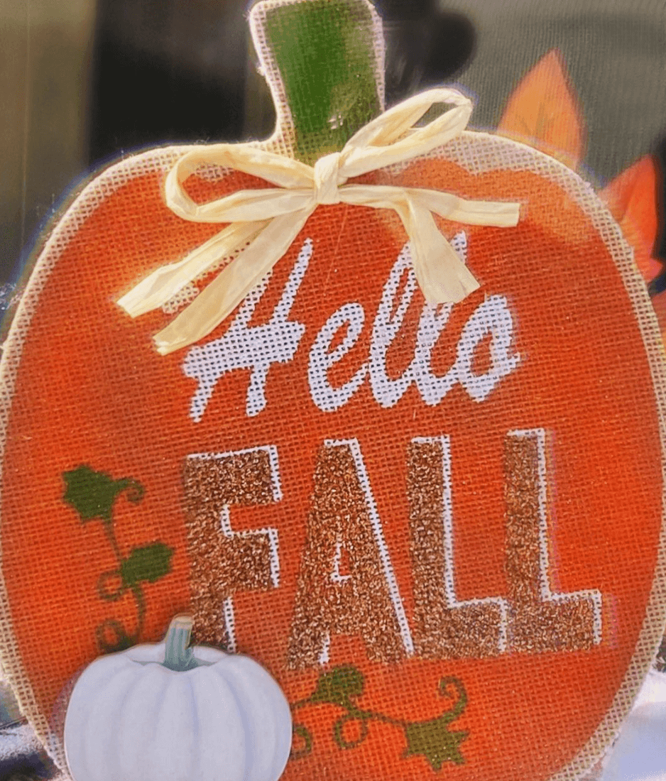 Image of a Fall Decorative Signs that read hello fall