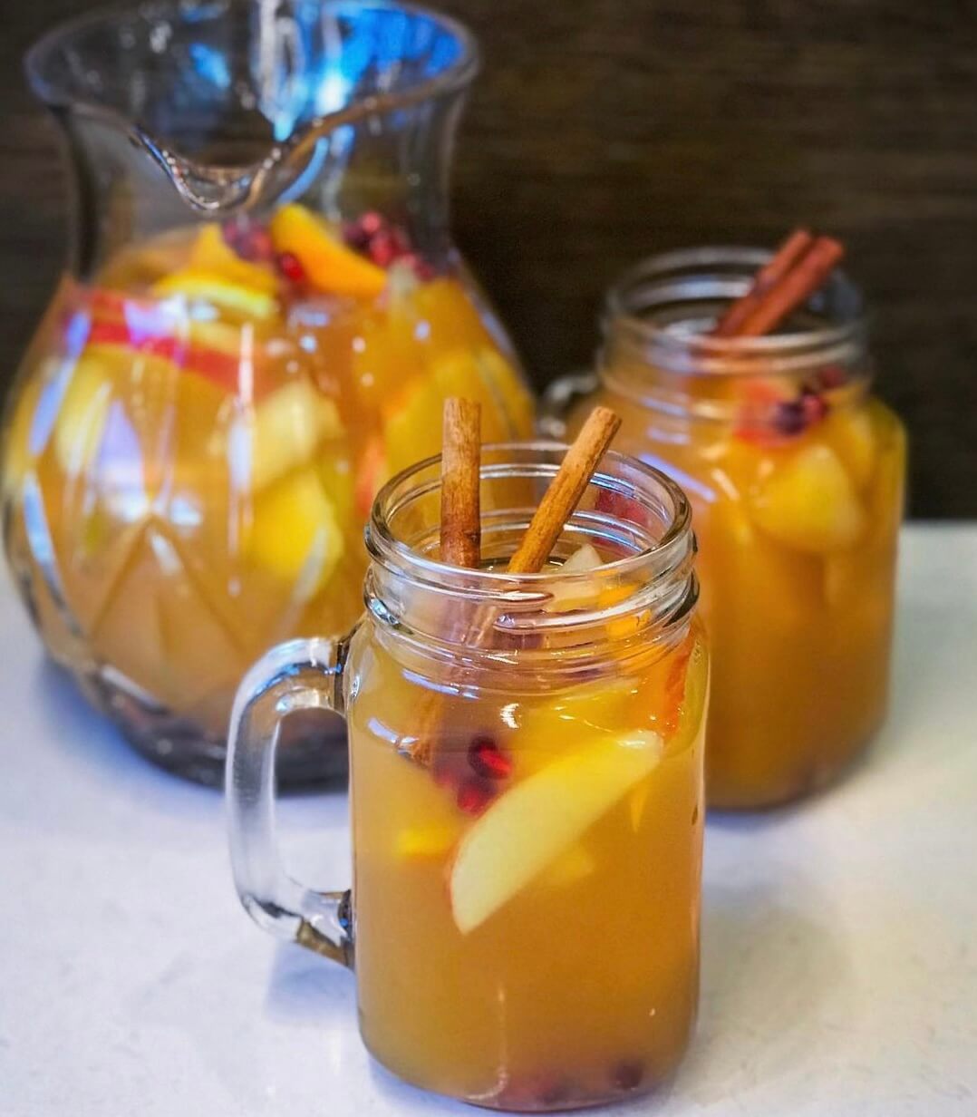 Image of Apple Cider Sangria Drinks and Pitcher