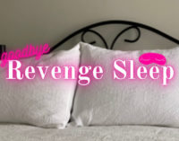 Image of a bed with goodbye revenge sleep written across it in word art