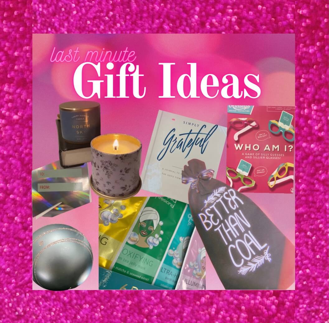 Image of a gift collage with last minute gift ideas written in word art
