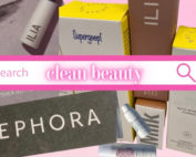 Image of a collage with a clean beauty search engine and makeup brands